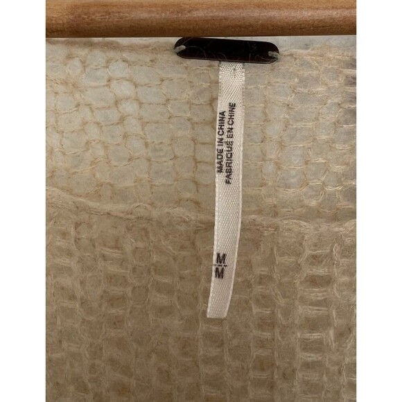 Free People Mohair Transparent Crew Neck Sand Tunic Sweater Lounge Soft Cozy M - Picture 9 of 10